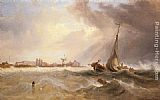 Coast Canvas Paintings - Shipping off a Coast in Choppy Seas